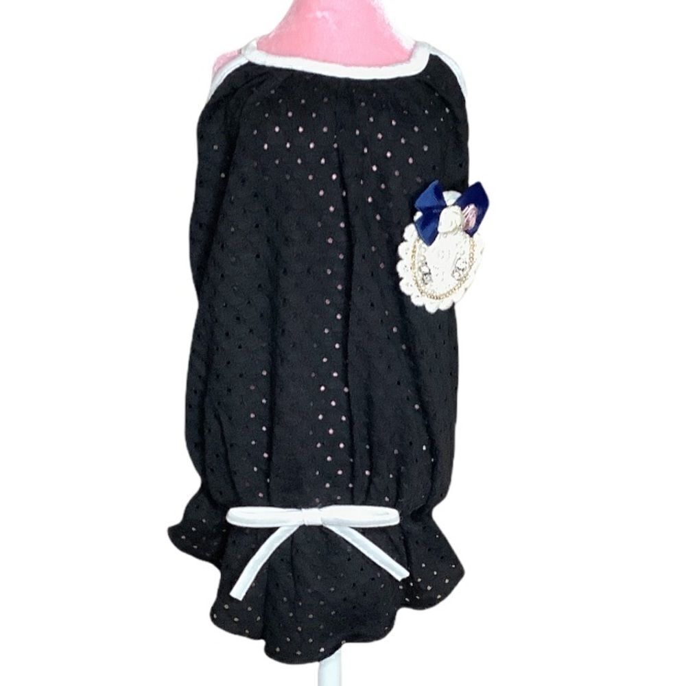 Black Stretch Eyelet Fancy Dress - Picture 6 of 11